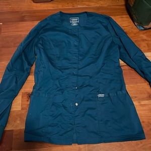 Cherokee Caribbean blue scrub jacket size small